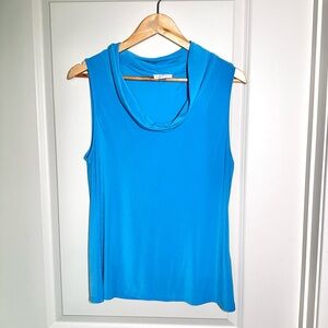 Tahari ASL Blue Women's Tank Top Blouse cowl neck work attire